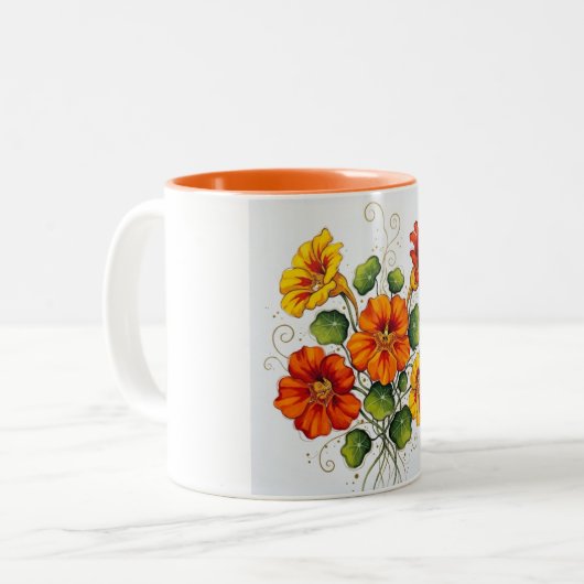 Sunlit Blossoms Ceramic Mug  Tweekleurige Koffiemok (Voorkant links)