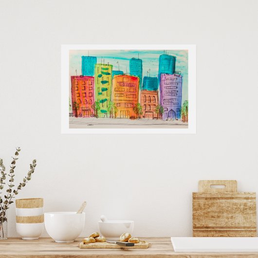Sunlit City Poster (Keuken)