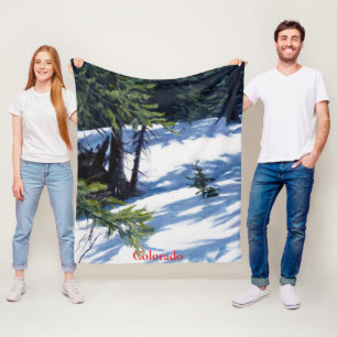 Sunlit Colorado Mountain Snow Scene Fleece Deken