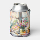 Sunlit Cottage Window Wildflowers Blikjeskoeler (Blikje Voorkant)