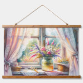 Sunlit Cottage Window Wildflowers Hangend Wandkleed (Voorkant)