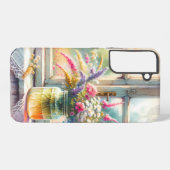 Sunlit Cottage Window Wildflowers Samsung Galaxy Hoesje (Achterkant horizontaal)