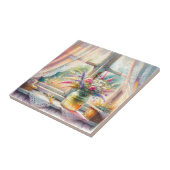 Sunlit Cottage Window Wildflowers Tegeltje (Zijkant)