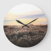 Sunlit Country Field- Rustic Photography Clock Grote Klok (Voorkant)