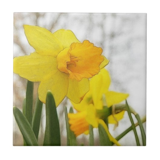 Sunlit Daffodils Tegeltje (Voorkant)