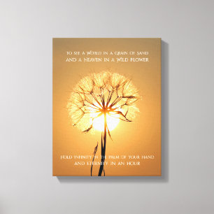 Sunlit Dandelion Inspirerend Natuur Poetry Canvas Afdruk