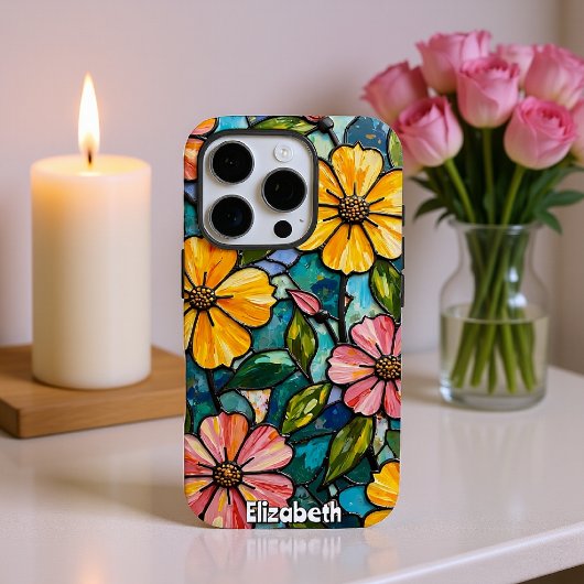 Sunlit Floral Glas in lood Case-Mate iPhone Case
