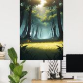 Sunlit Forest Path Poster (Thuiskantoor)