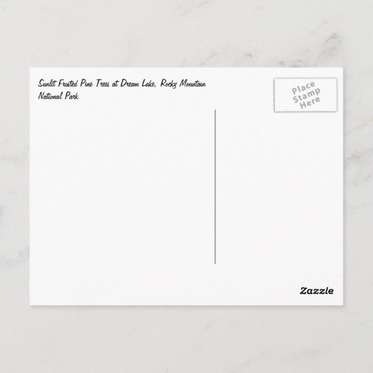 Sunlit Frosted Pine Trees at Dream Lake Briefkaart (Achterkant)