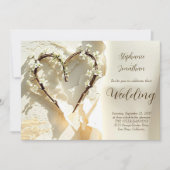 Sunlit Garden Branch Heart on Warm Cotton Wedding Kaart (Voorkant)