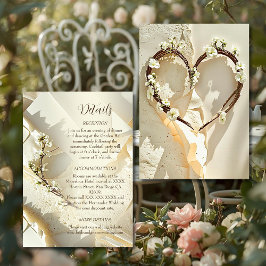 Sunlit Garden Heart on Warm Ivory Cotton Paper Informatiekaartje