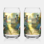 Sunlit Garden Pathway Gate Scene Blikvorm Glas (Links)