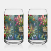 Sunlit Garden Pathway Gate Scene Blikvorm Glas (Rechts)