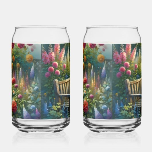 Sunlit Garden Pathway Gate Scene Blikvorm Glas (Rechts)