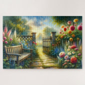 Sunlit Garden Pathway Gate Scene Legpuzzel (Horizontaal)