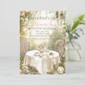 Sunlit Garden Tea Galentine Brunch Soft Florals Kaart (Staand voorkant)