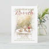 Sunlit Garden Tea Galentine Brunch Watercolor Kaart (Staand voorkant)