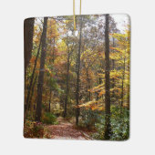 Sunlit Herfst Trail in Laurel Hill State Park Keramisch Ornament (Links)