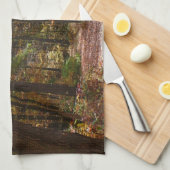 Sunlit Herfst Trail in Laurel Hill State Park Theedoek (Quarter Fold)