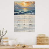 Sunlit Ocean Horizon 2026 Calendar  Poster (Keuken)
