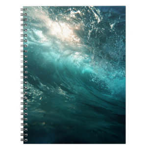 Sunlit Ocean Wave Curl Onderwater Foto Notitieboek