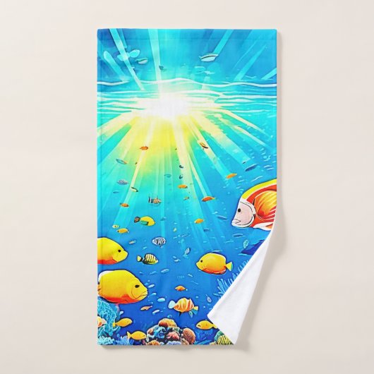Sunlit Reef Life Glow Art Bad Handdoek (Handdoek)