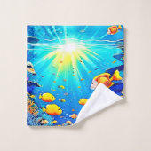 Sunlit Reef Life Glow Art Bad Handdoek (Wasdoekje)