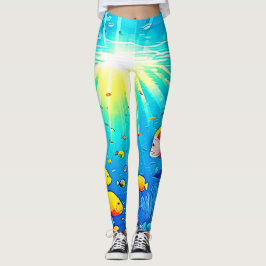 Sunlit Reef Life Glow Art Leggings