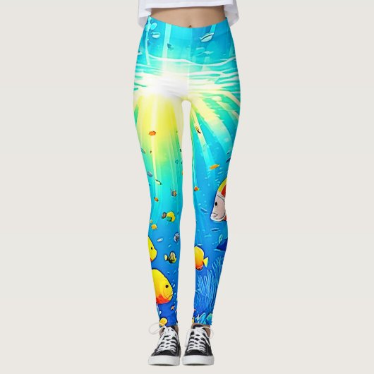 Sunlit Reef Life Glow Art Leggings (Voorkant)