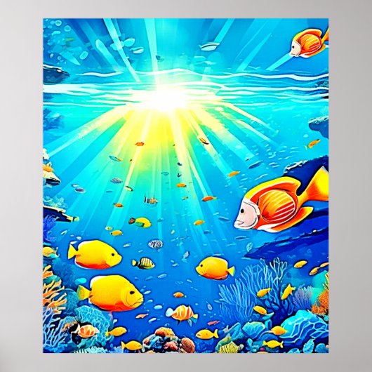 Sunlit Reef Life Glow Art Poster (Voorkant)