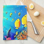 Sunlit Reef Life Glow Art Theedoek (Quarter Fold)