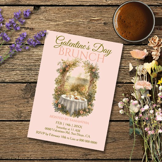 Sunlit Rococo Garden Galentine Brunch Florals Tea Kaart