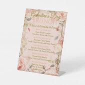 Sunlit Rococo Garden Galentine Brunch Florals Tea Reclamebord Met Voetstuk (Voorkant)