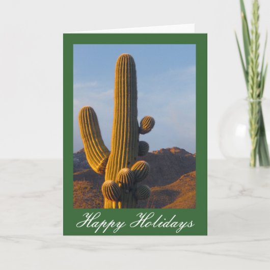 Sunlit Saguaro Cactus Holiday Greeting Feestdagen Kaart (Voorkant)