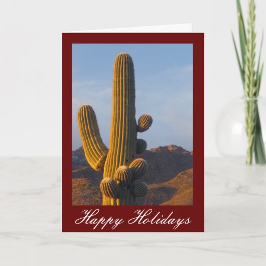 Sunlit Saguaro Cactus  Holiday Kaart (Voorkant)