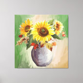 Sunlit Serenity: Zonnebloemen in bloei Canvas Afdruk (Voorkant)