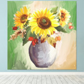 Sunlit Serenity: Zonnebloemen in bloei Canvas Afdruk (Insitu (Houten vloer))