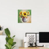 Sunlit Serenity: Zonnebloemen in bloei Poster (Thuiskantoor)