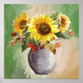 Sunlit Serenity: Zonnebloemen in bloei Poster (Voorkant)