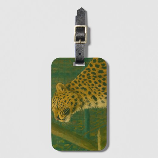 Sunlit Silence - Rustende luipaard in het licht va Bagagelabel (Voorkant (verticaal))