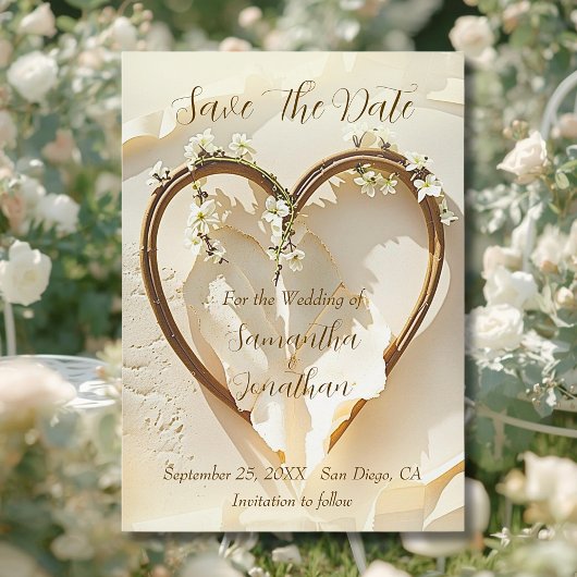 Sunlit Spring Heart  Save The Date