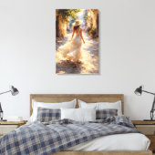Sunlit Stroll: Impasto Style Canvas Afdruk (Insitu (Slaapkamer))