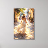 Sunlit Stroll: Impasto Style Canvas Afdruk (Voorkant)