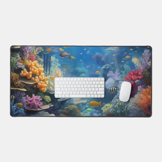 Sunlit Tropical Underwater Coral Reef Bureaumat (Keyboard & Muis)