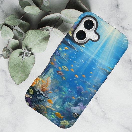 Sunlit Tropical Underwater Coral Reef iPhone 16 Hoesje