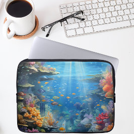 Sunlit Tropical Underwater Coral Reef Laptop Sleeve