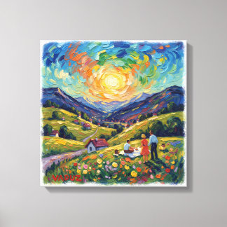 Sunlit Vaduz Alpine Meadow Landscape Canvas Art Afdruk