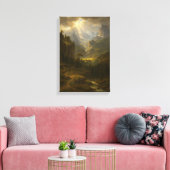 Sunlit Valley Mountain Uitzicht Canvas Afdruk (Insitu (Woonkamer))