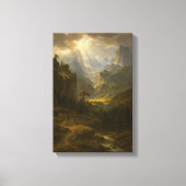Sunlit Valley Mountain Uitzicht Canvas Afdruk (Voorkant)