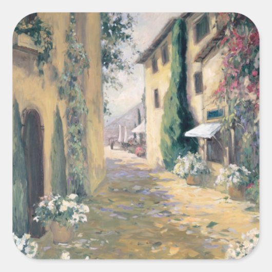 Sunlit Villa I Vierkante Sticker (Voorkant)